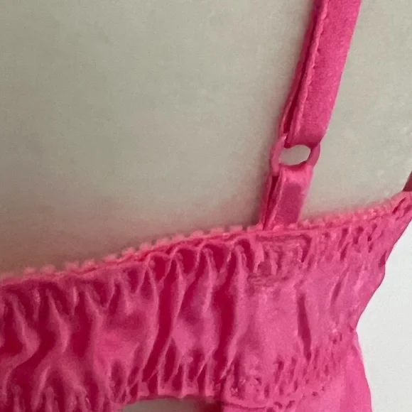 Betsey Johnson Fuchsia Satin Chemise with Lace - Picture 5 of 16